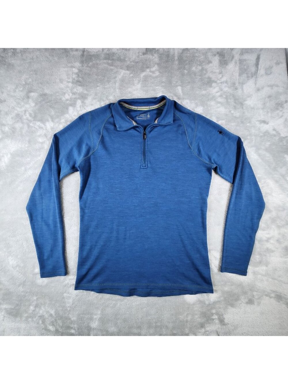 Smartwool 100% Merino Wool 250 Base Layer Pullover Medium Blue 1/4 Zip Outdoor